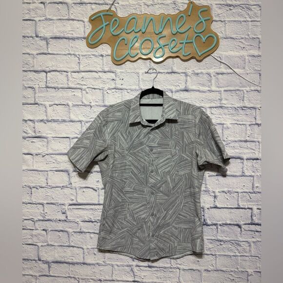Lululemon Airing Easy Short-Sleeve Shirt Gray Patterned Shirt - Picture 1 of 11